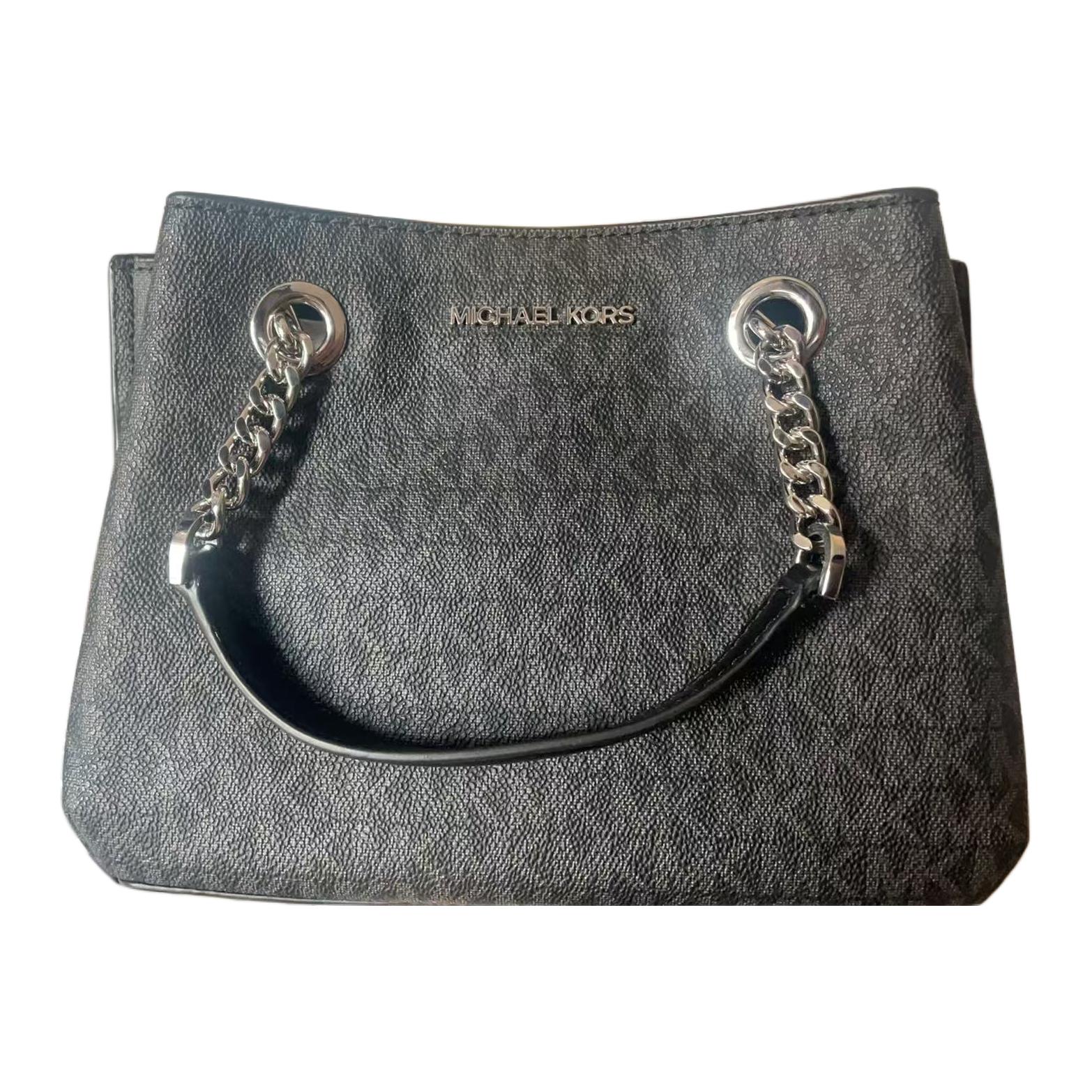 

Michael Kors Teagen Logo Print Two-Tone Patchwork Snap Closure Faux Leather Shoulder Tote Bag Small Women Handbags Black 35S0SXZM1B-BLACK Basic Set (Bag)