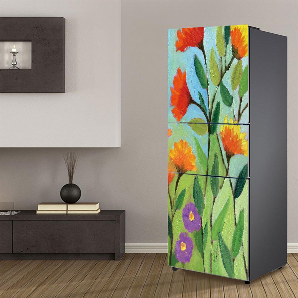 DIY Nature Landscape Fridge Wallpaper Vinyl Sticker 3D Forest Flower Refrigerator Decal Self-adhesive Kitchen Home Renovation Mural Poster Art Film