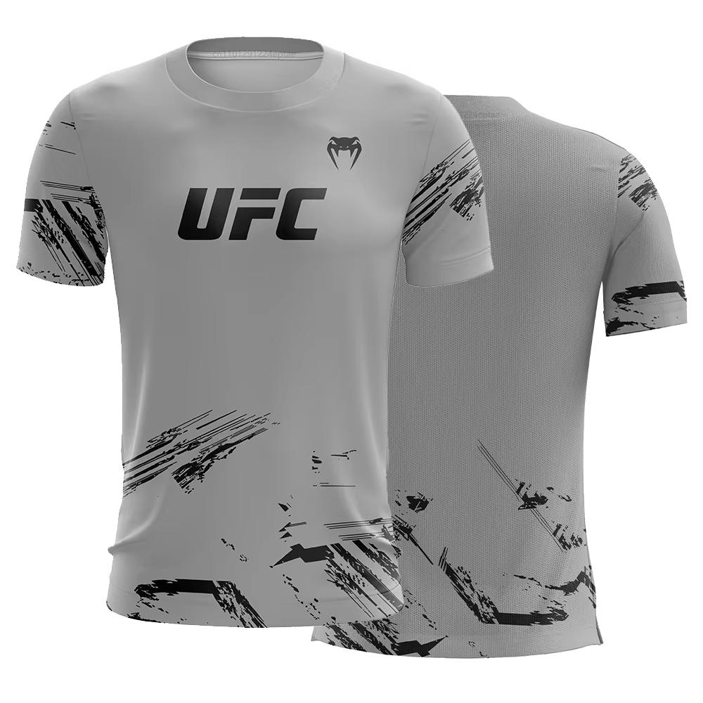 New Men's UFC Fashion Short Sleeve Gym Running Round Neck T-Shirt MMA Training Exercise Gym Sport Tops Lightweight Player Jersey