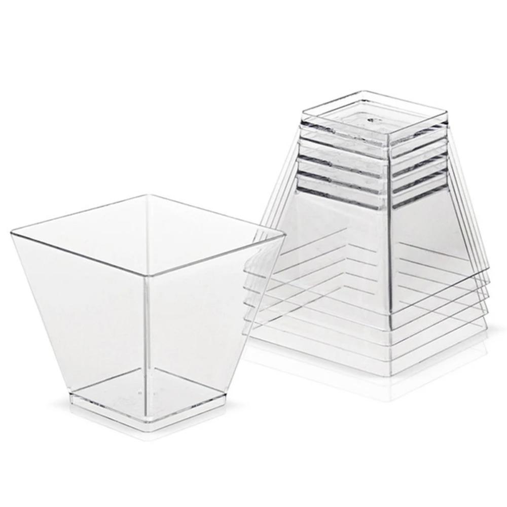 20pcs 60ml Dessert Cups Square Cup Mouth Ice Cream Cup Disposable Plastic Mousse Cups  Yogurt