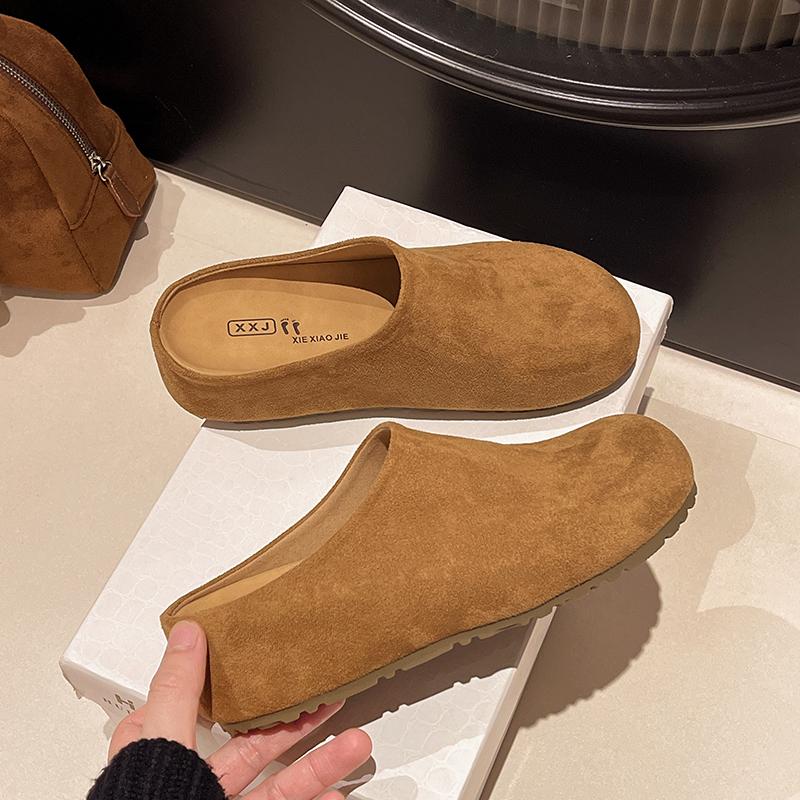 French Retro Baotou Slippers Female 2025 Autumn New Soft Bottom Casual 100 with Skirt Casual Half Slippers