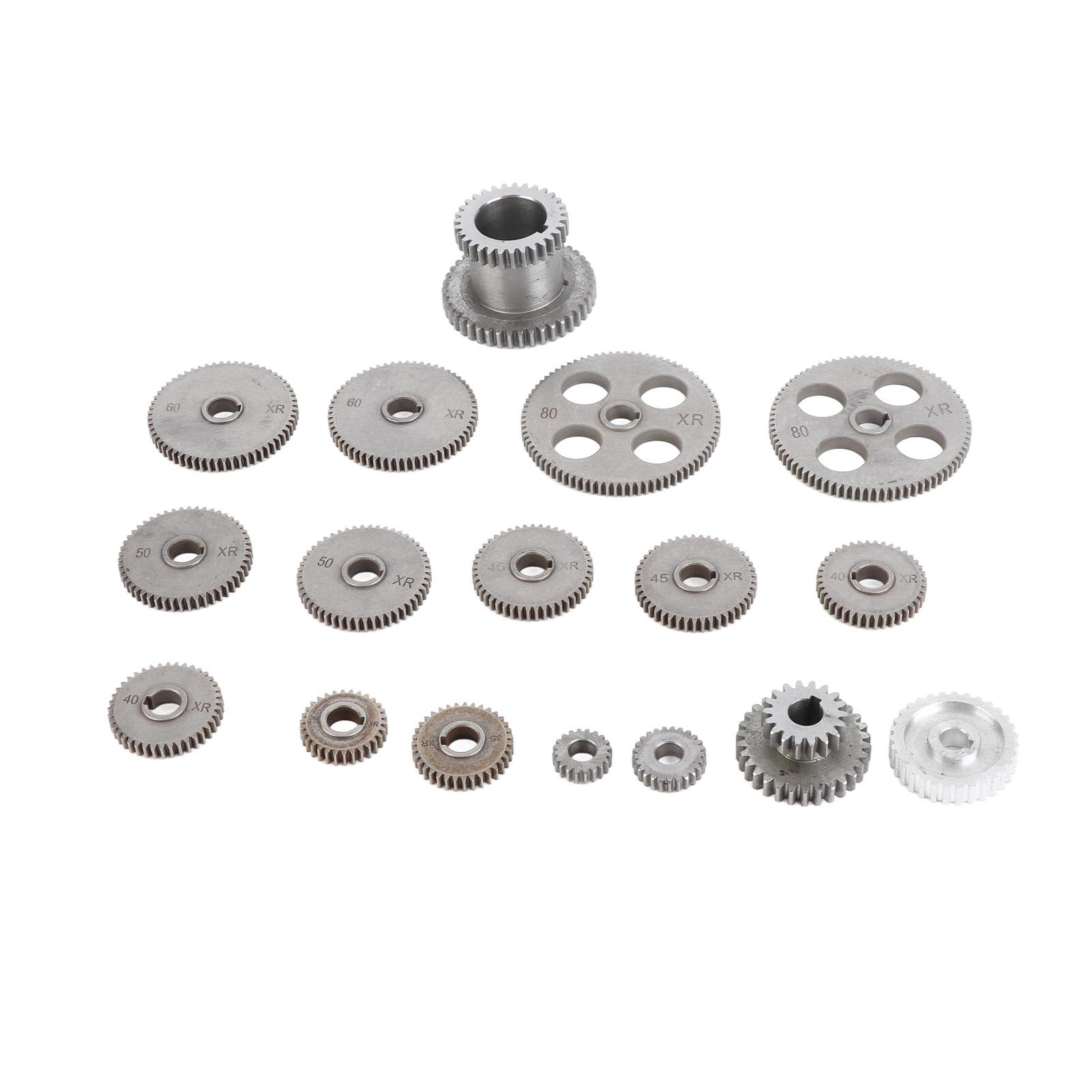 

18Pcs Lathe Cutting Machine Gear Metal Exchange Gear Kit with Motor Belt Pulley HT250 Gray Iron