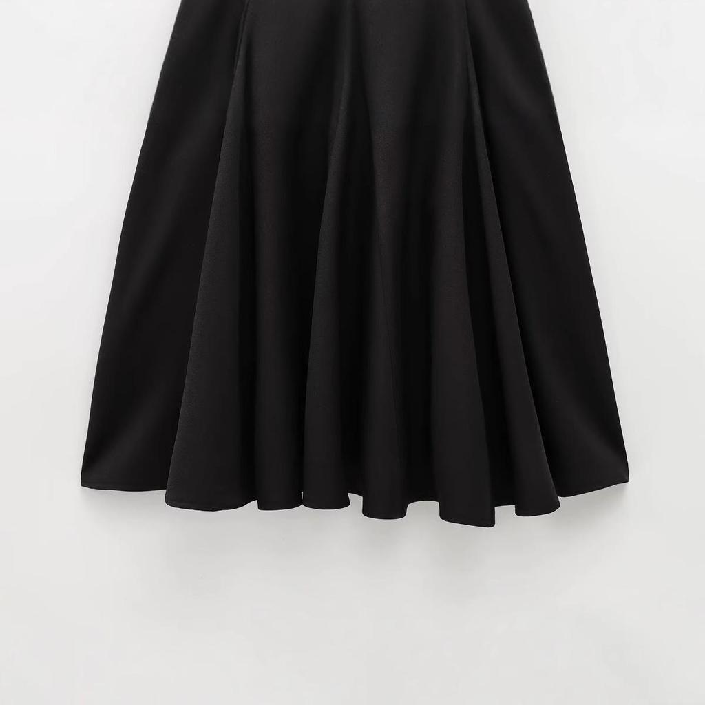 2025 Spring Women's European & American Style Wavy Hem Ribbed Dress