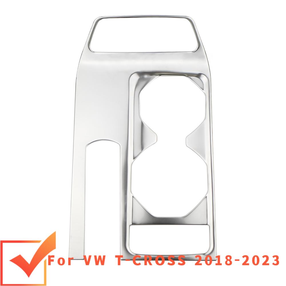 For Volkswagen VW T-Cross 2018-2026 2026 2026 LHD Center Water Cup Holder Panel Decorative Frame Cover Trim Sticker Steel Acc.