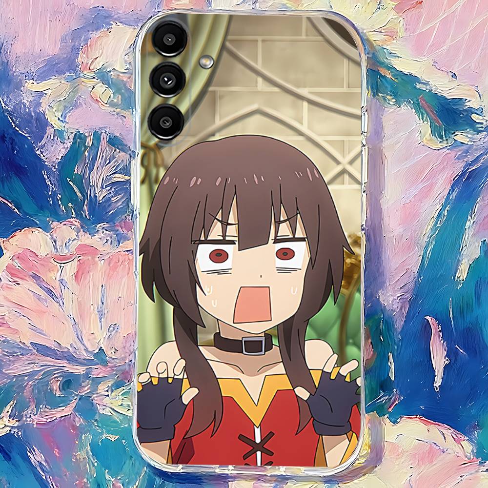 Megumin Anime K-KonoSubaS Phone Case For Samsung S24,S25,S30,S23,S21,S22,S20,S10,5G,FE,lite,PIus,Ultra Clear Transparent Cover