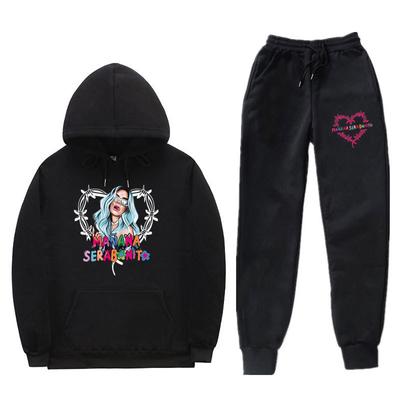 New 2023 Men's Printed Hoodie Set with Threaded Bottom Hem for Men's and Women's Casual Sports Set