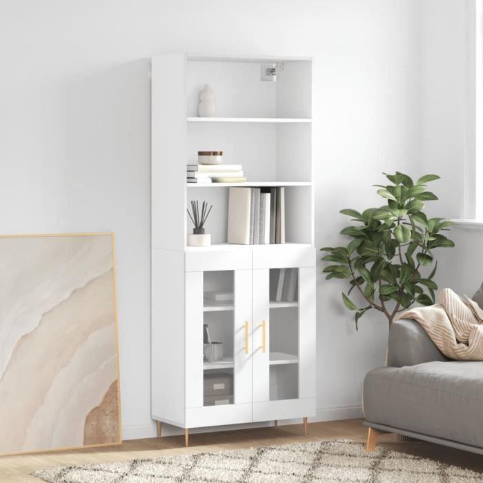 VidaXL Buffet haut Blanc 69,5x34x180 cm Bois d'ingénierie 3189301