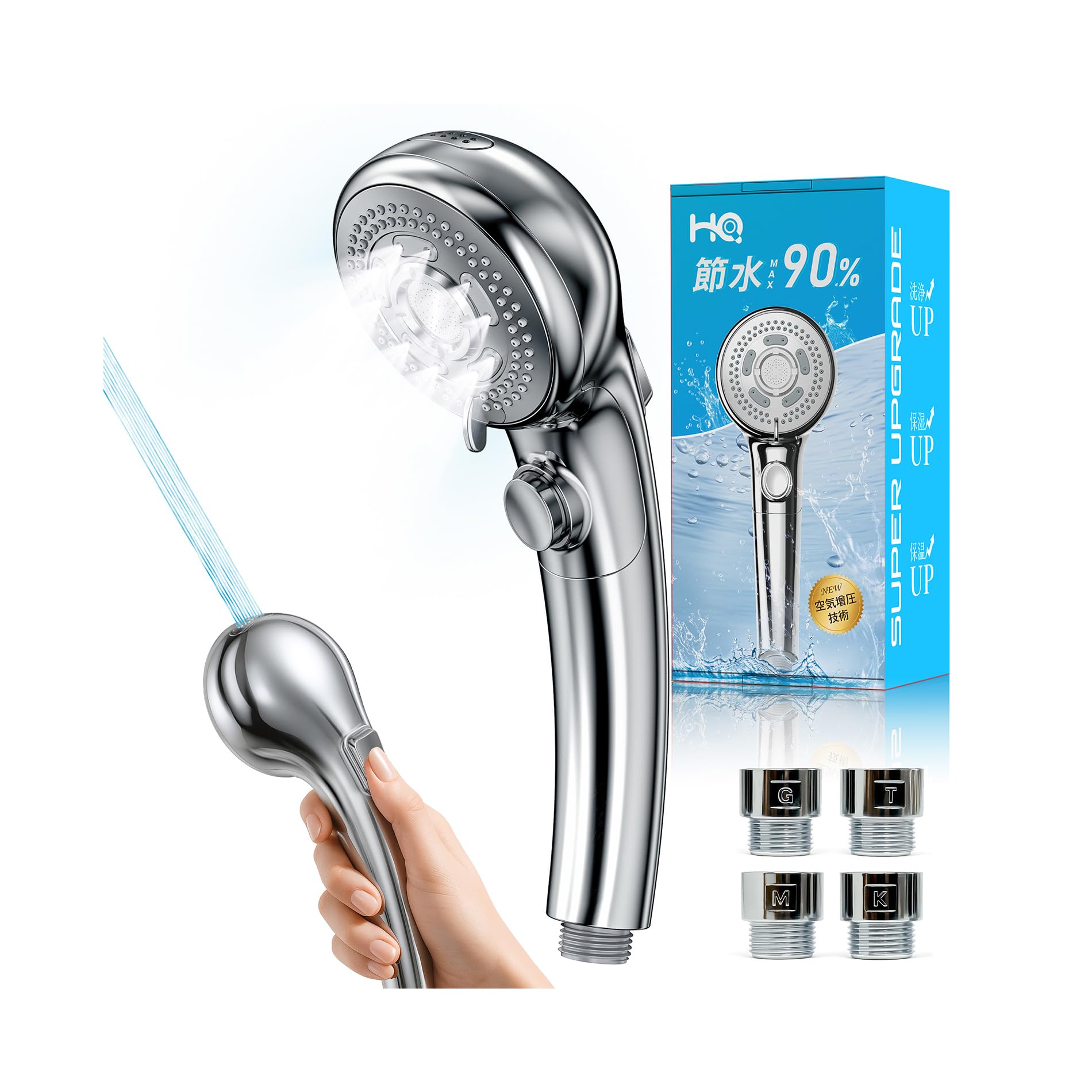 

Душевая лейка Инновационный душ с микронанопузырьками воды 6 уровней остановки воды 4 типа адаптеров Высокий напор Ультратонкий для кожи Красивые волосы Удаляет