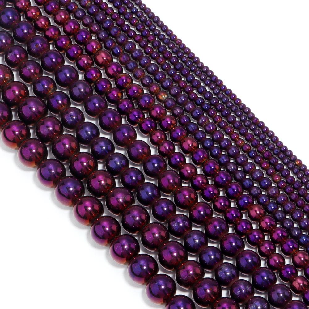 1 String Hematite Stone Beads 2 3 4 6 8 10mm Electroplated Colorful Spacer Round Beads Diy Charm Necklace Bracelet Jewelry