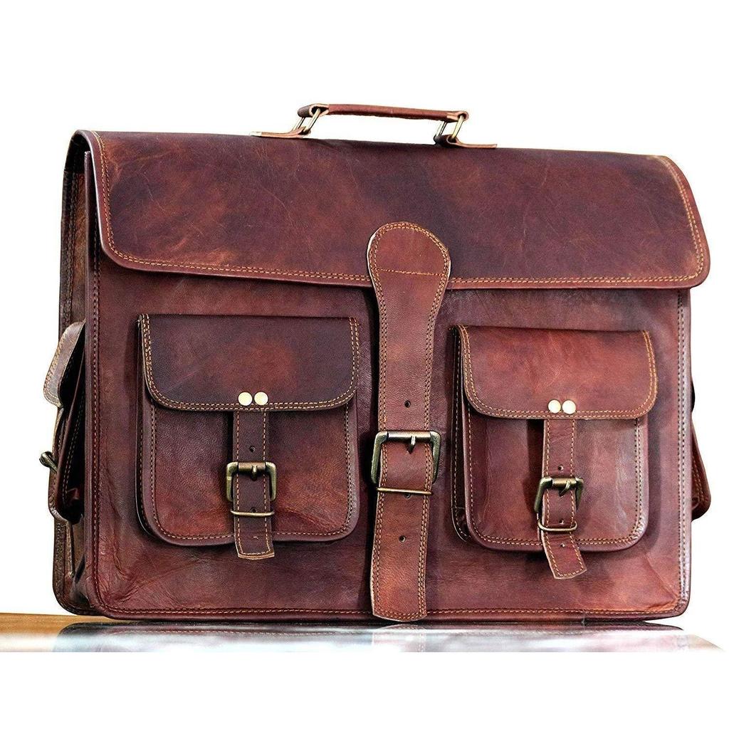 Men's Soft Leather Vintage Laptop Messenger Handmade Briefcase Bag Satchel