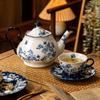 Tazza e Sottotazza da Caffè in Porcellana Cinese Retro Blu e Bianca Jialan - Regalo Ideale per la Festa dell'Insegnante