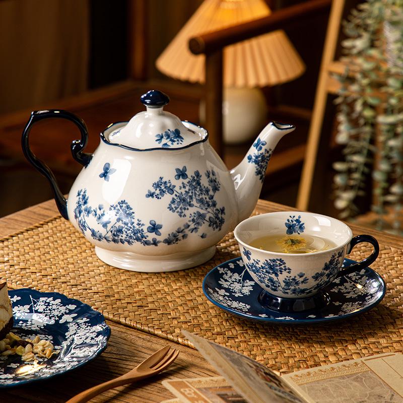 Tazza e Sottotazza da Caffè in Porcellana Cinese Retro Blu e Bianca Jialan - Regalo Ideale per la Festa dell'Insegnante