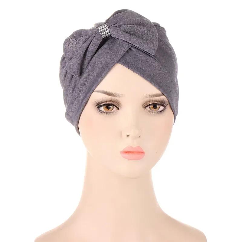 Bowknot Turban Indian Women Muslim Hijab Stretch Chemo Cap Cancer Hat Hair Loss Cover Head Scarf Wrap Beanies Bonnet Headwear