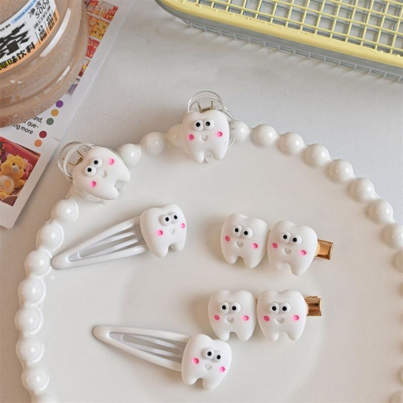 Tooth Hair Snap Clip Y2K Girls Accessories Sweet Handmade Hairpin Women Girl