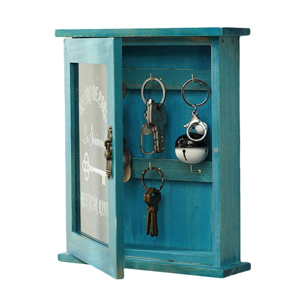 Acrylic Door Key Organizer 6 Hooks Key Cabinet Box Vintage Wall Key Box Indoor Use