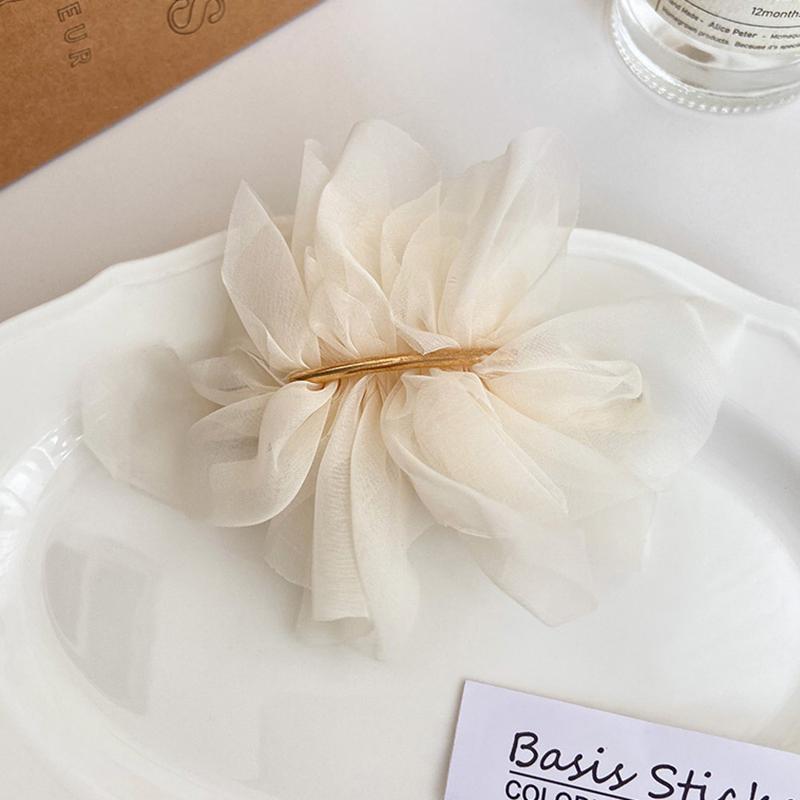 

Большие пружинные зажимы для волос с когтями для женщин, металлические шифоновые цветы, держатель для хвоста, заколки для волос для девочек, аксессуары для волос, заколка для волос бежевый