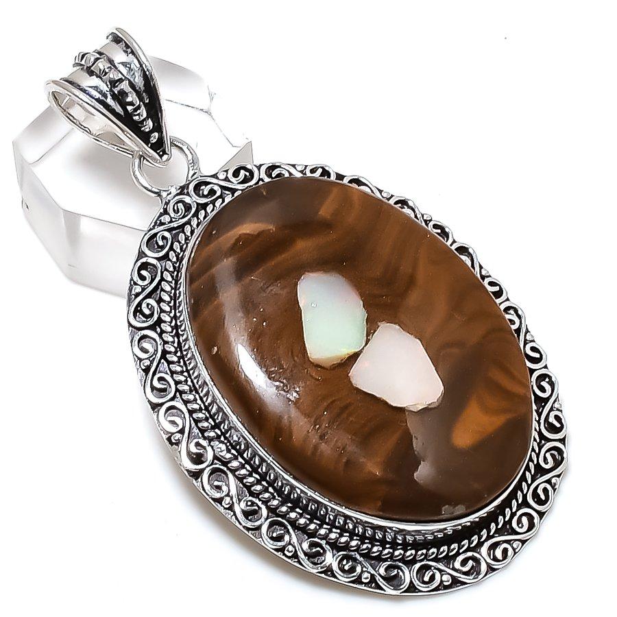 

Natural Rhyolite Jasper Gemstone 925 Sterling Silver Jewelry Pendant 2.44 l9S52
