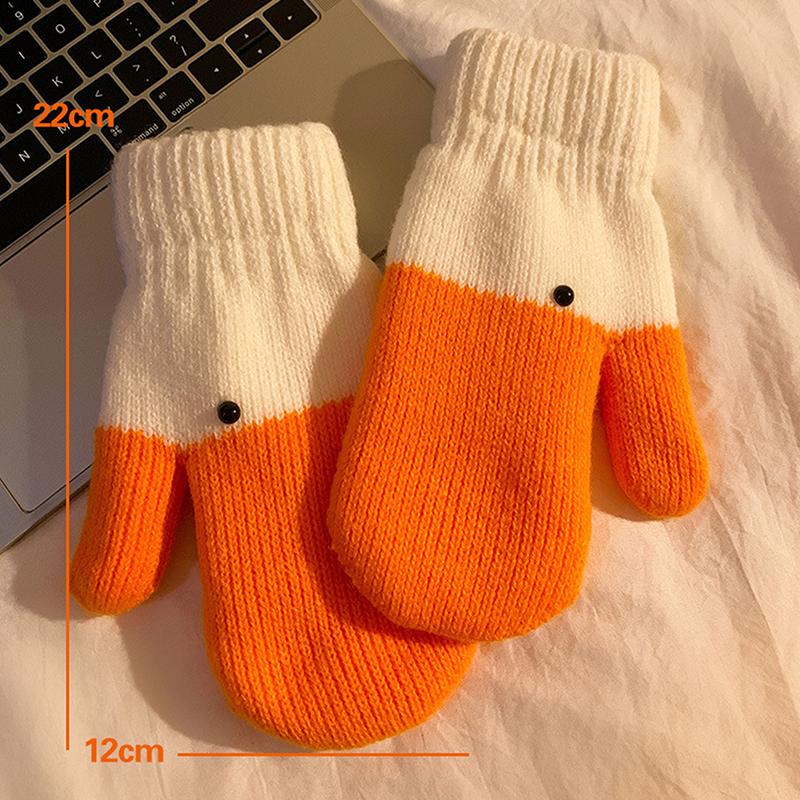 

1Pair Cute Funny Goose Knitted Wool Gloves For Women Winter Thickened Warm Coldproof Gloves Mountaineering Gloves