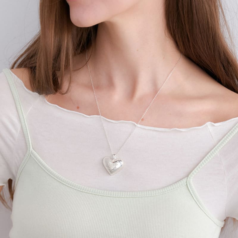 

OVLA bold heart crystal sign necklace_silver JN027 silver