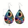 Leichte Mode Tropfenförmige PU-Leder Ohrringe Abstrakt Bunte Kaleidoskop Muster Ohrringe Trendige Damenohrringe