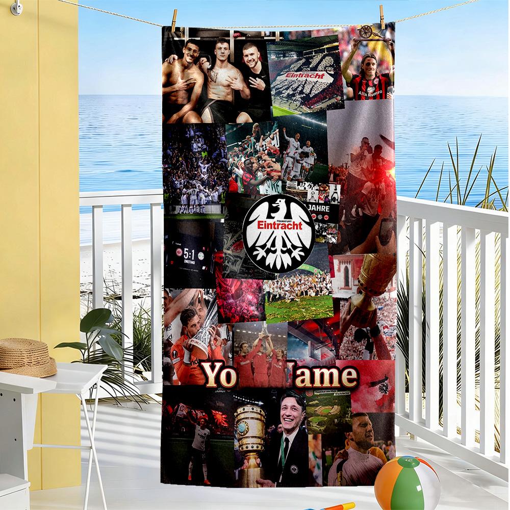 Eintracht Frankfurt Personalized Text Beach Towel Super Soft Absorbent Ideal For Travel Outdoor Swim Pool Yoga Surf Camping Hiking Gym Gift Holiday