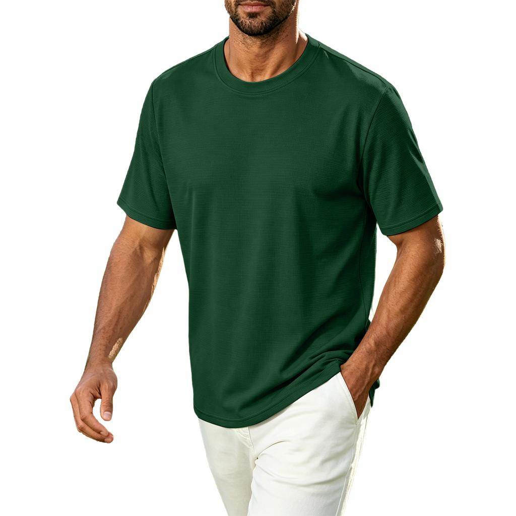 Men's Casual Crew Neck T-Shirt Breathable Quick Dry Short Sleeve Athletic Top Lightweight Comfortable Fit