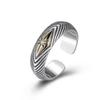 Adjustable Open Ring Men Women Vintage Wave Stripe Geometric Design Plated Boho Chic Finger
