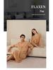 Women's Plus Size Quick-Dry Black Waffle Bathrobe with Three-Quarter Sleeves - Summer Thin