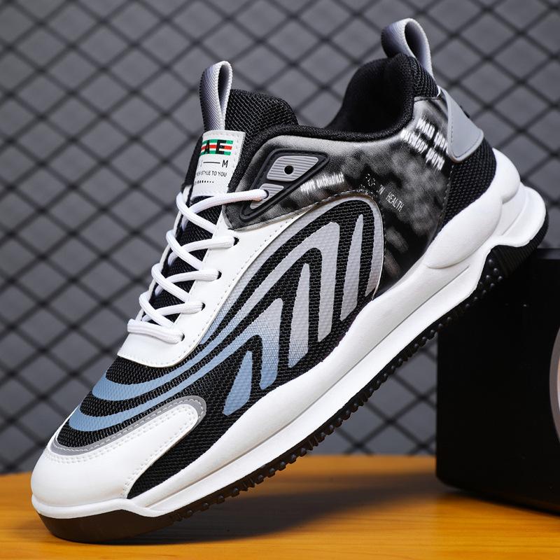 Fashion New breathable fabric casual shoes for spring and summer, comfortable flat bottom anti slip basketball sports men's shoes
