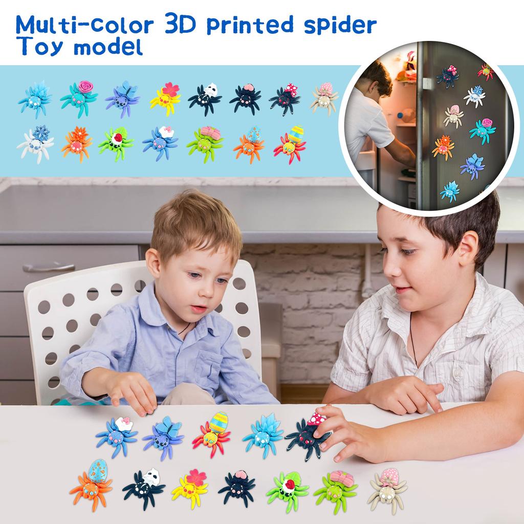 Multi Color 3D Printed Spider Toy Model, Magnetic Spider Creative Ornaments Simulation Model Small Spider