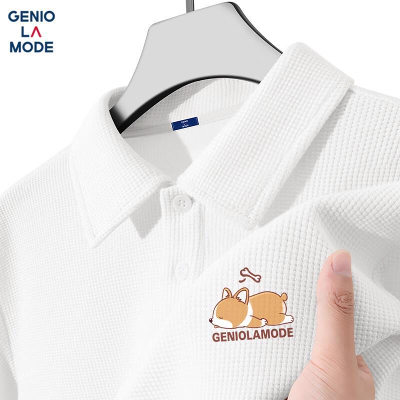GENIOLAMODE Men s Waffle Knit Short Sleeve Polo T-Shirt 2XL
