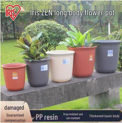 Doniczka okrągła Iris Resin Zen - Plastik w stylu porcelany na sukulenty i bonsai