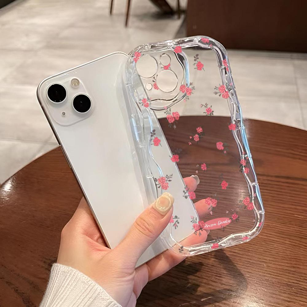 Summer ins wind pink rose floral mobile phone case iPhone15pm soft silicone Apple 16Pro sweet girl model