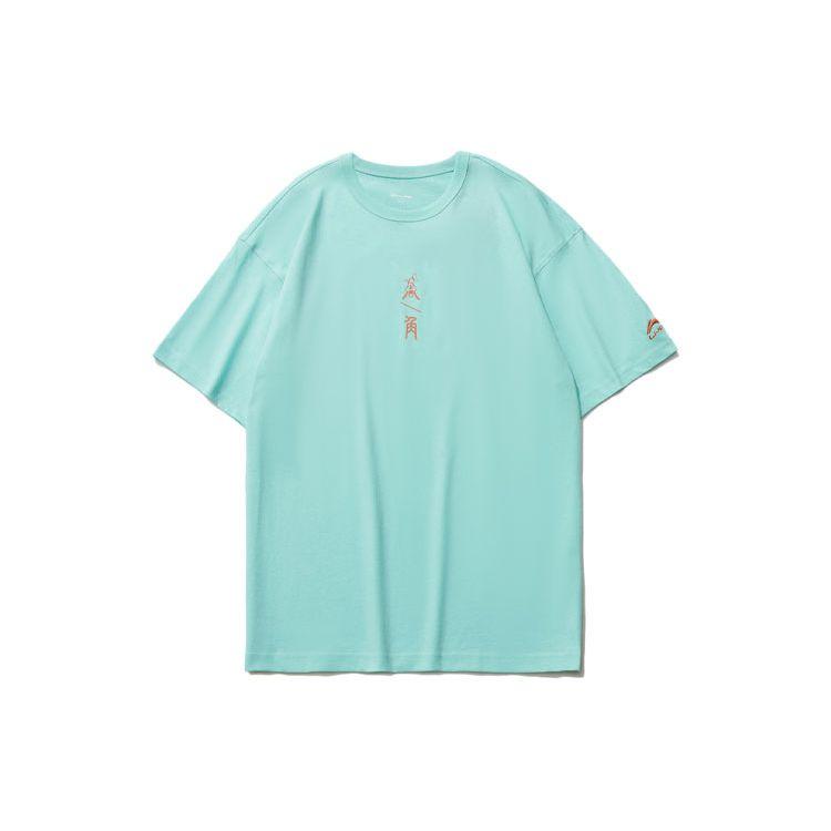 Li-Ning X Disney Joint Fashion Series Themed Print Loose-Fit Sport Round Neck Short Sleeve T-Shirt Men Tops Light-Blue AHSR205-2