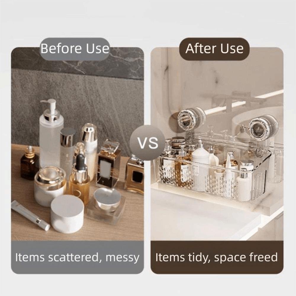 Transparent Draining Basket Large Capacity Wall Mounted Storage Rack Makeup Organizer  for Home