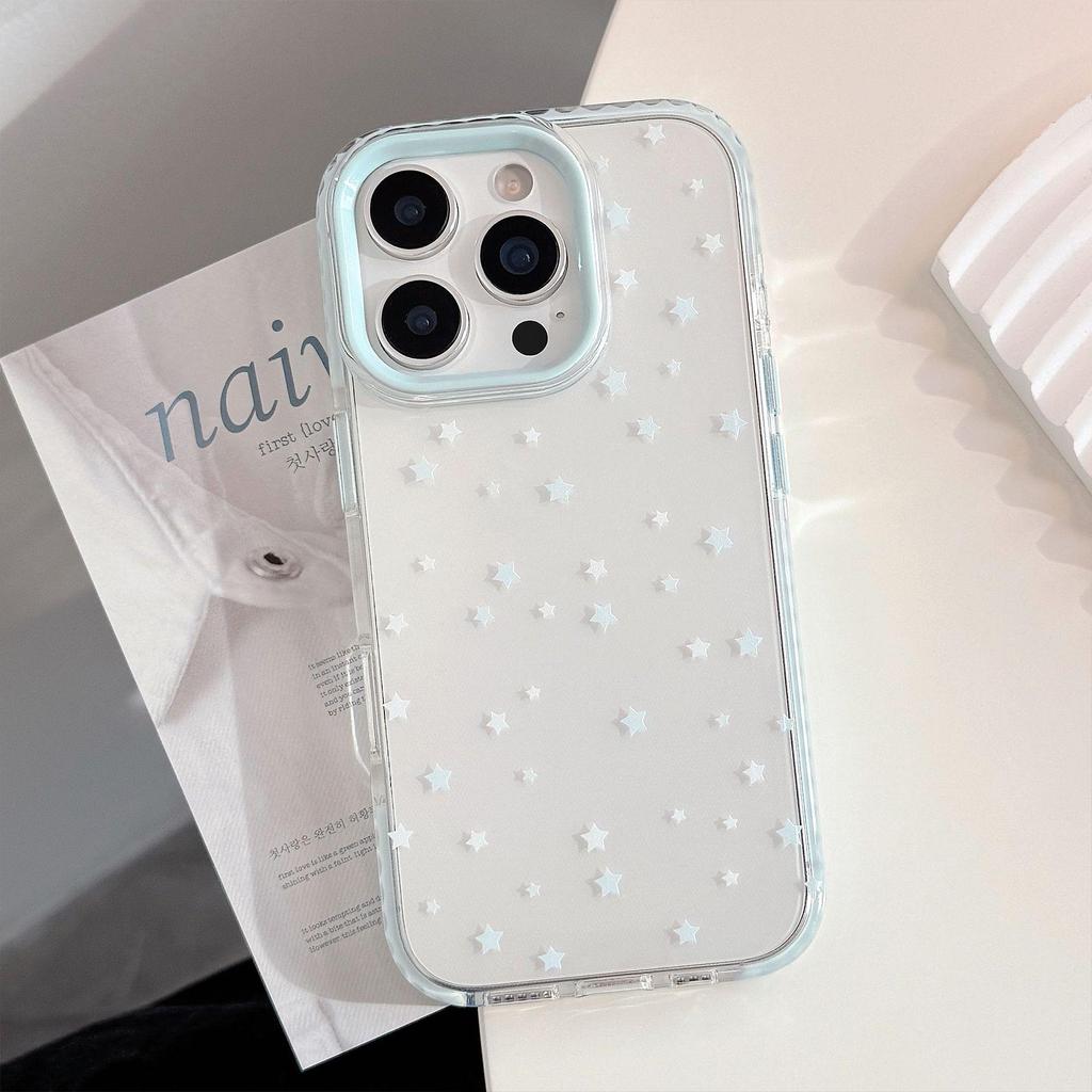 Starry Dots Transparent Drop-Proof Phone Case for iPhone 15 Pro/16 Pro Max