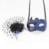 Feathered Masquerade Mask Halloween Party Eye Mask Flower Decoration Masquerade Half Face Mask for Women Cosplay