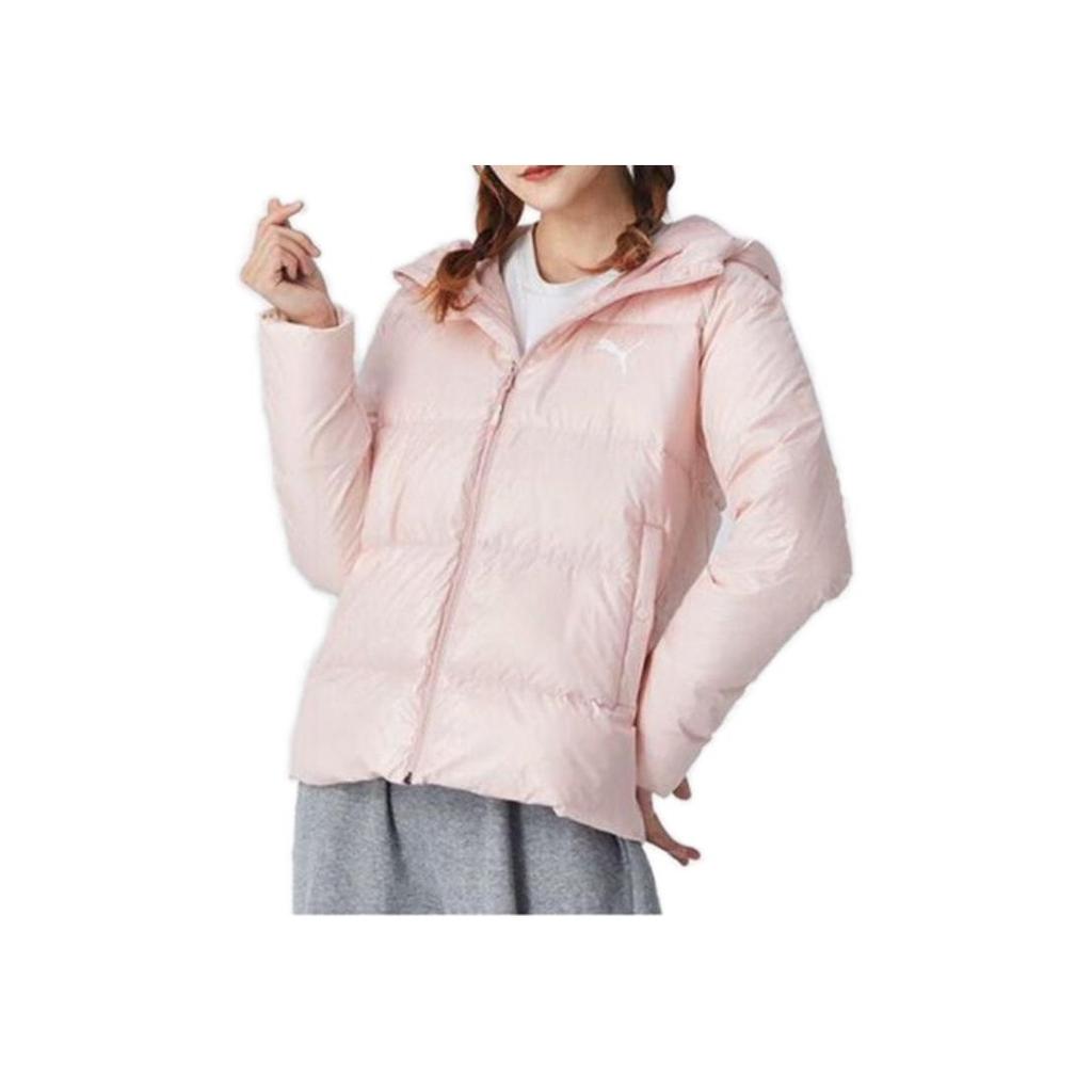Puma Goose Down Style Logo Warm Casual Sports Hooded Down Jacket Winter Women Jackets Pink 585517-15