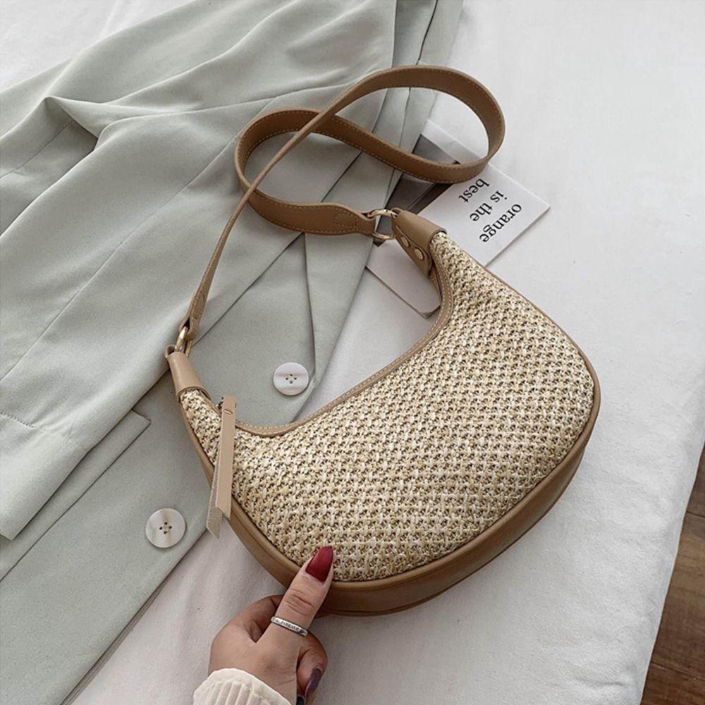 Designer Woven Straw Bag Bohemian Crossbody Hobo Bag Trendy Single Shoulder Bag Ladies/Girls