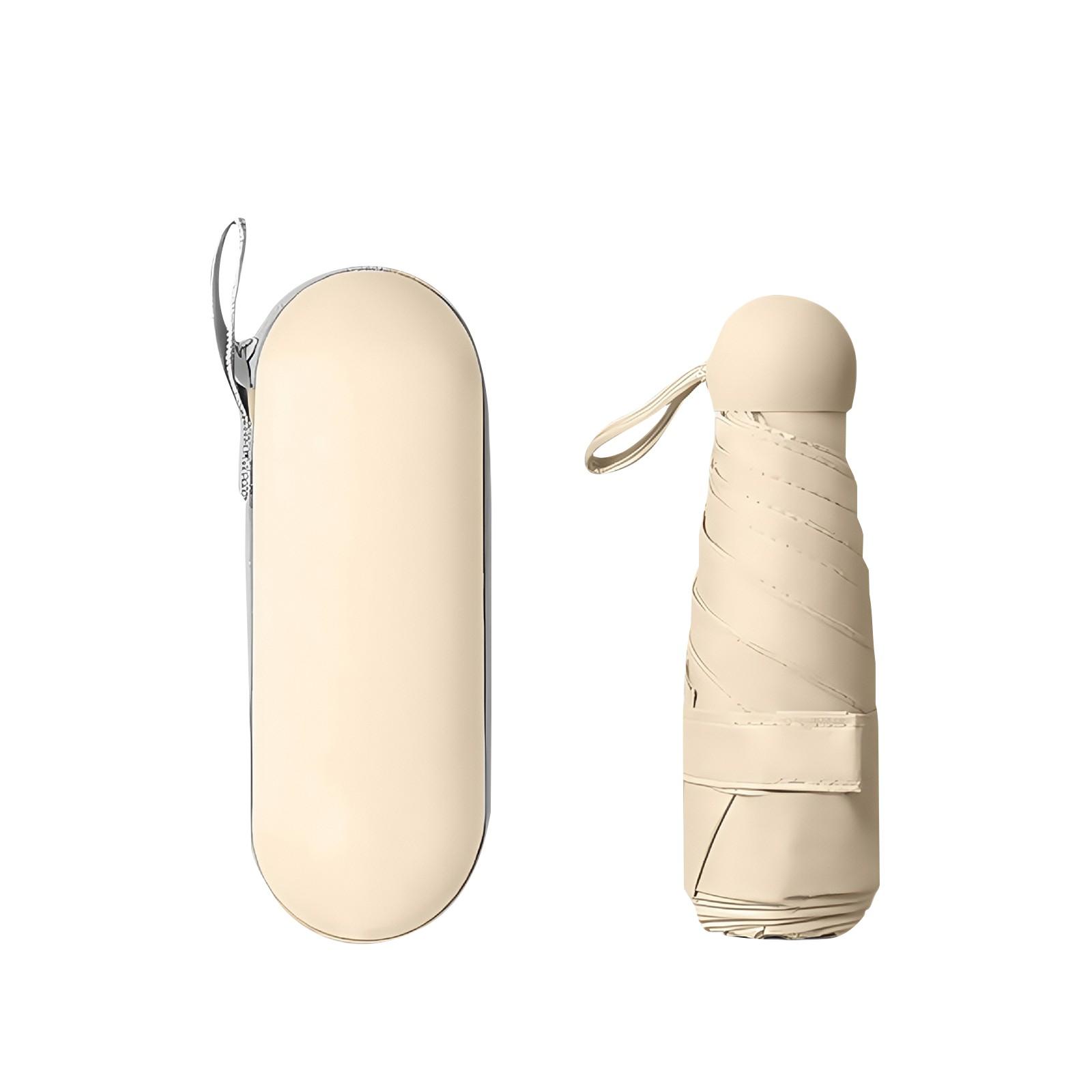 

Портативный 5-слойный зонт, Зонт от солнца и дождя, Солнечный зонт, Черный пластиковый складной зонт-капсула One Size бежевый