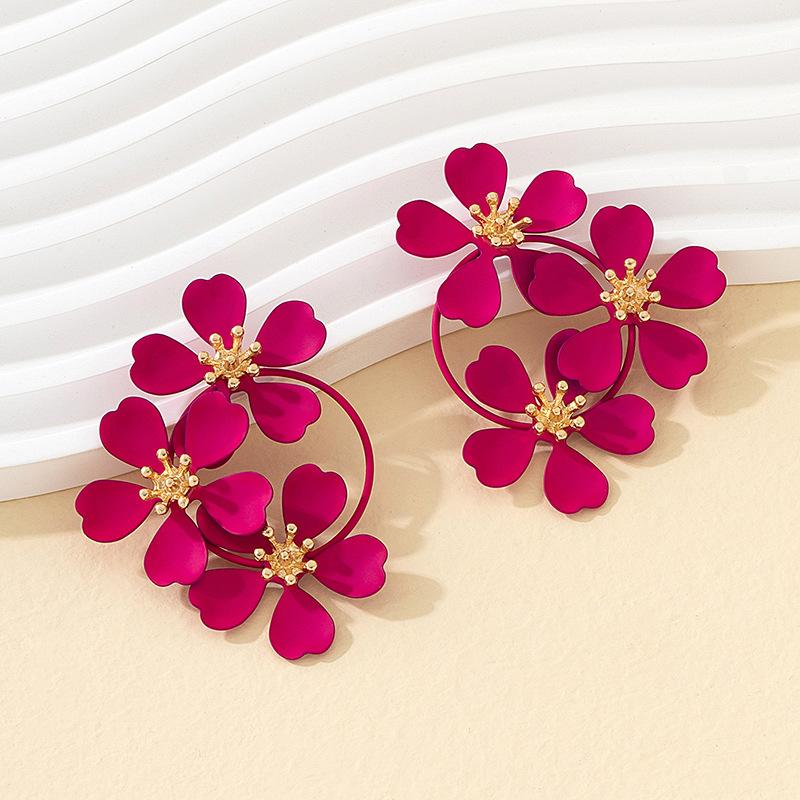 

Pinkdudu новые преувеличенные висячие серьги с красными цветами, модные красочные висячие серьги из сплава для женщин, ювелирные изделия, подарки PD1830 красный