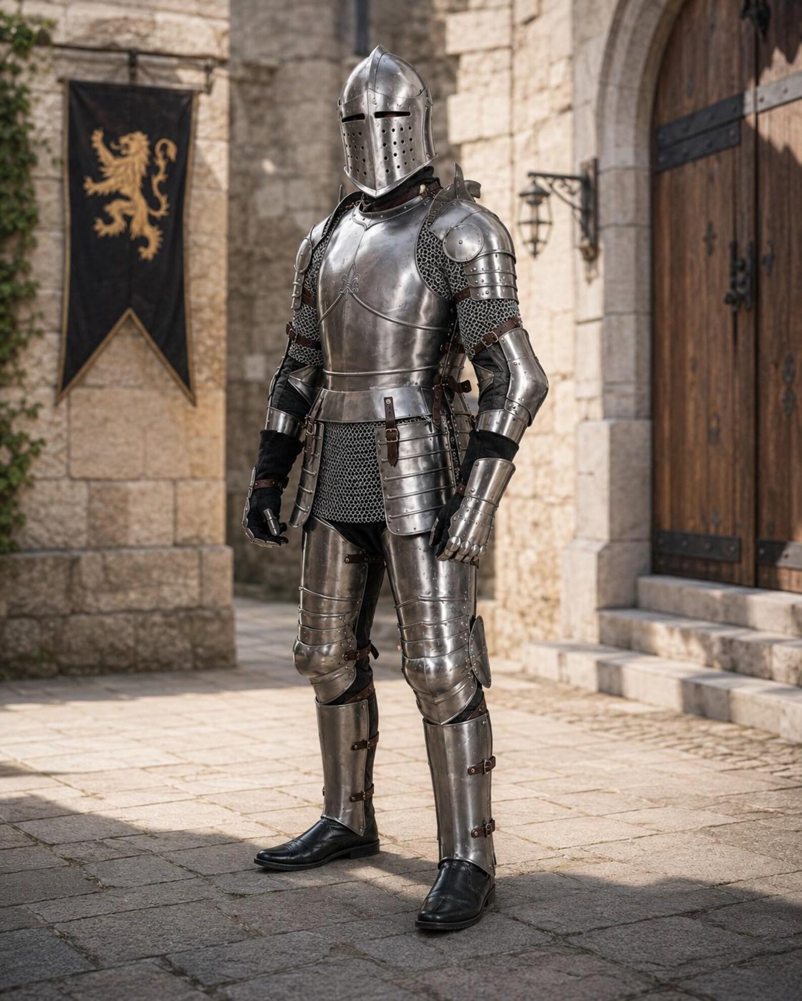 Medieval Knight Cosplay Costume Set with Helmet Full Body LARP Fantasy Outfit