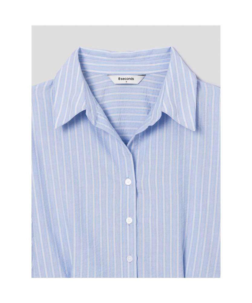 8SECONDS Striped Collared Neck Shirt Blouse Sky Blue