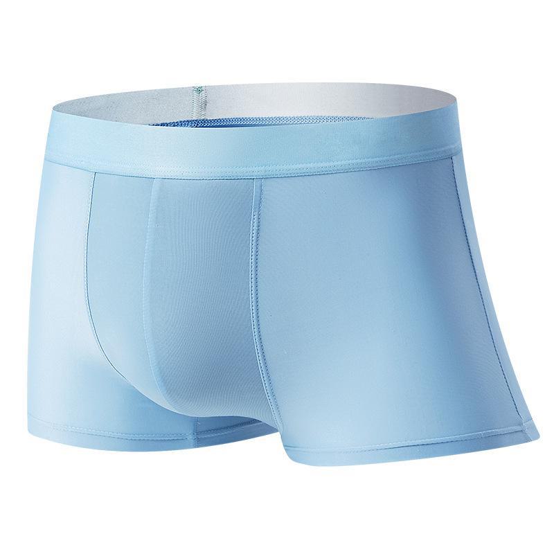 Men's Ice Silk Antibacterial Seamless Boxer Shorts - Lightweight Summer Design