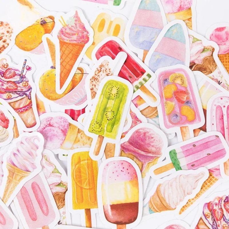 46Pcs Yummy Ice Cream Paper Sticker Decorative Sticker Diy Diary Scrapbooking Label Sticker Children's Stickers