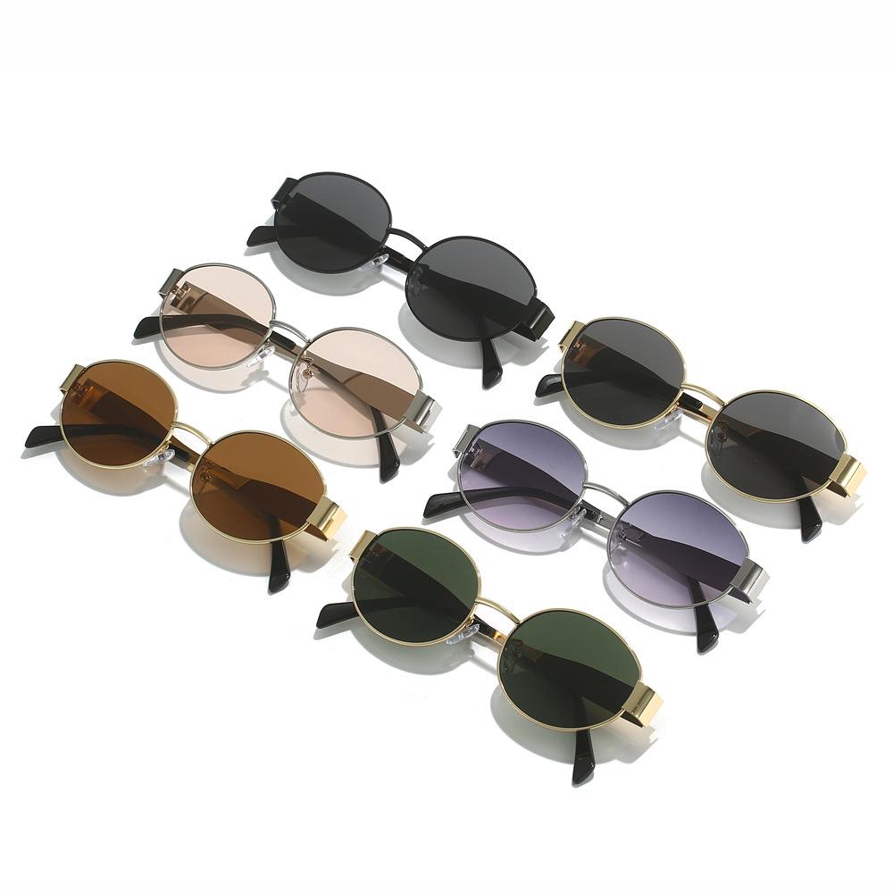 2024 Oval Metal Sunglasses: Trendy Small Round Lens for Men & Women