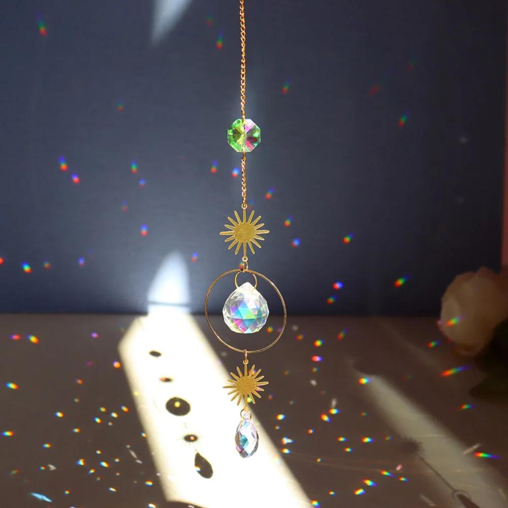 Moon Star Crystals Wind Chime Prism Sun Catchers Handmade Jewellery Garden Hanging Pendant Ornament Window Curtain Home Decor