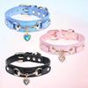 1Pc PU Leather Delicate Pet Dog Collar, High-Quality Leather Fabric And Alloy Fittings. Beautiful Gemstone Decoration.8-15''Neck