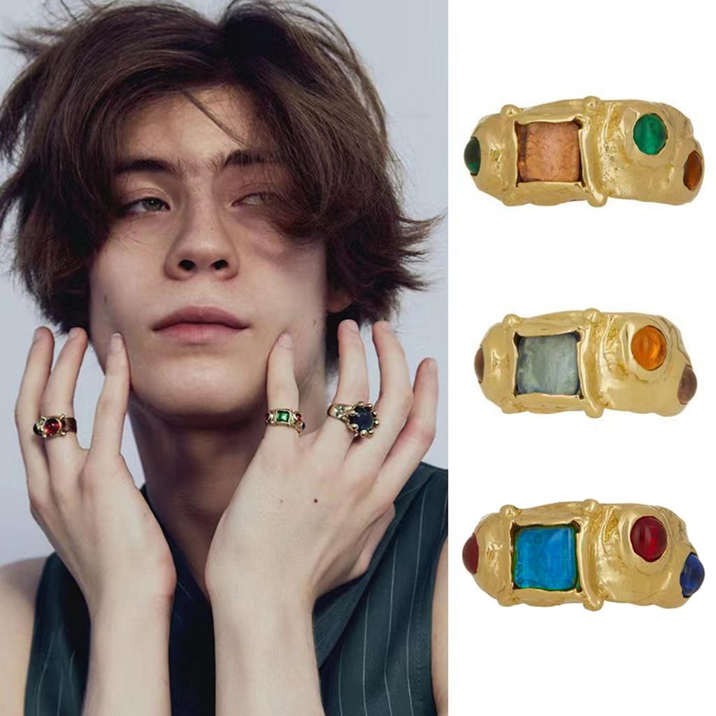 Chic Vintage Baroque Rhinestones Rings For Women With Multicolor Stones And Premium Gold Color Designs for Fashionistas
