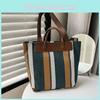 2024 Fashionable Women's Large Soft Polyester Tote Bag With Colorful Stripes